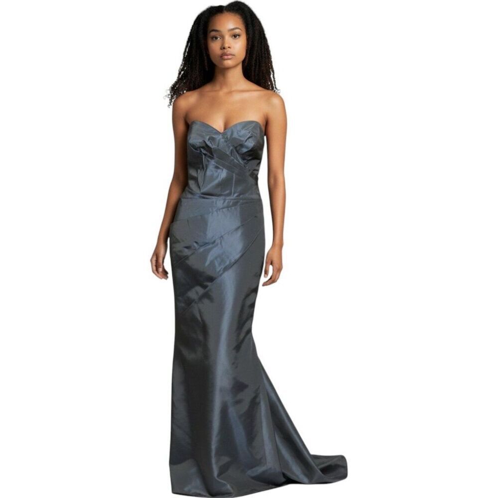 Patricia Rhodes Steel Blue Strapless Sweetheart Mermaid Formal Gown Size 6